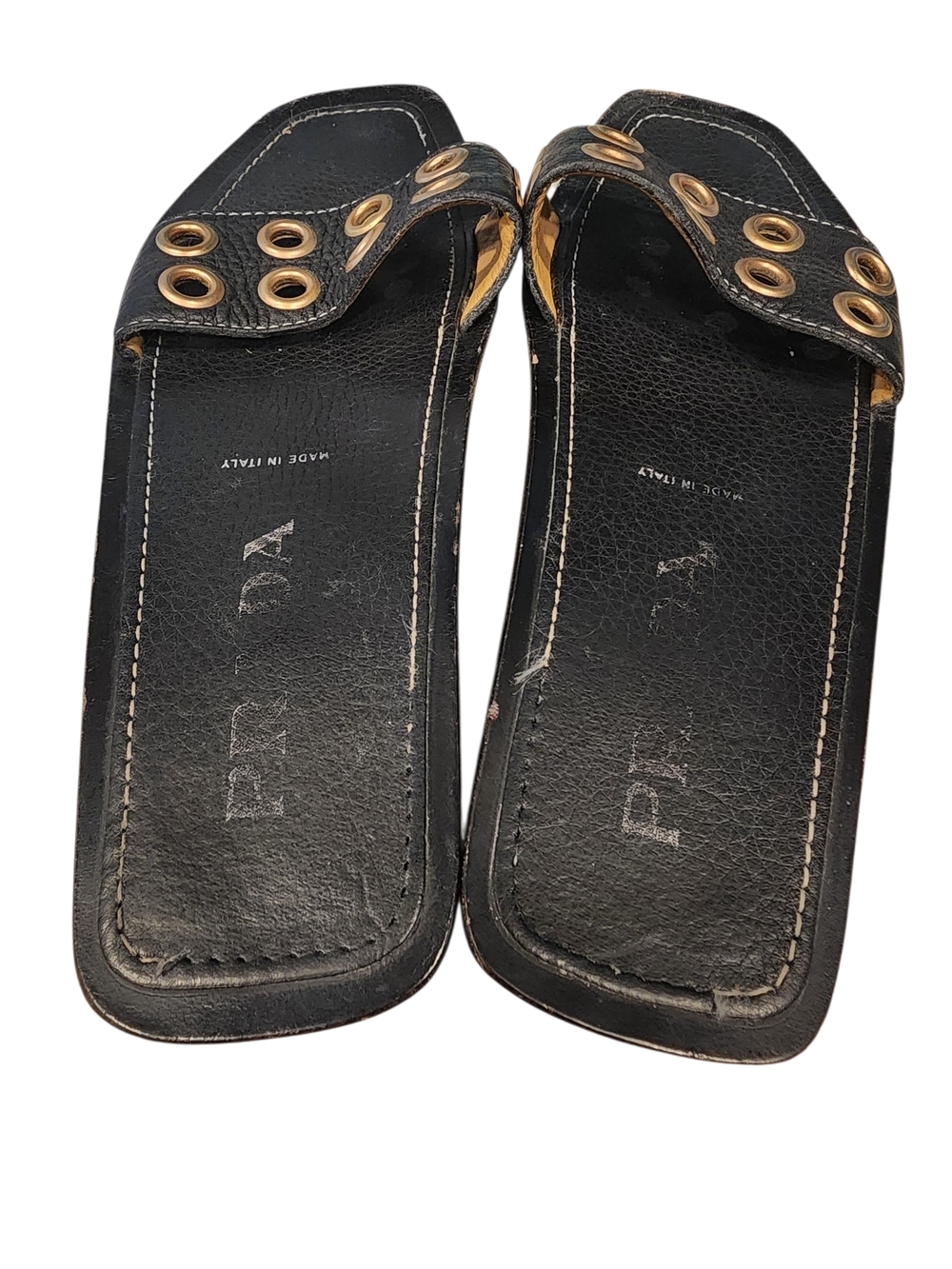 Prada Black Leather Square-Toe Slide Sandals - Picture 7 of 13